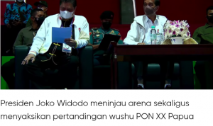 Airlangga Dampingi Presiden Jokowi Tinjau Arena Wushu PON XX