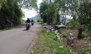 Tumpukan Sampah Ganggu Pengguna Jalan
