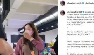 Unggahan video anggota DPR Ahmad Sahroni tentang insiden ibunda politisi Arteria Dahlan yang dimaki seorang perempuan di Bandara Soetta. (Istimewa)