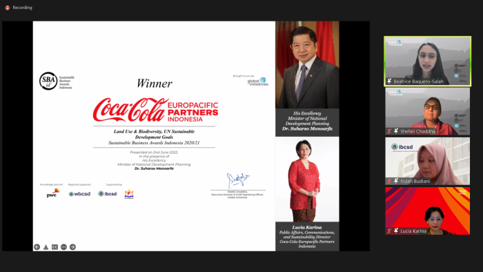 Coca-Cola Europacific Partners Indonesia Raih Penghargaan di Ajang Sustainable Business Awards 2020/2021