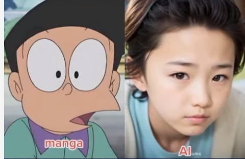 Karakter Kartun Doraemon Versi AI, Suneo Bikin Salfok!