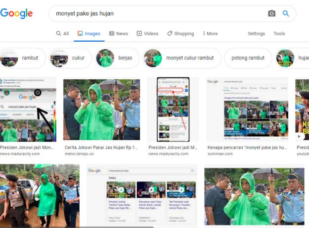 Penjelasan Monyet Pake Jas Hujan ijo Muncul pak Jokowi