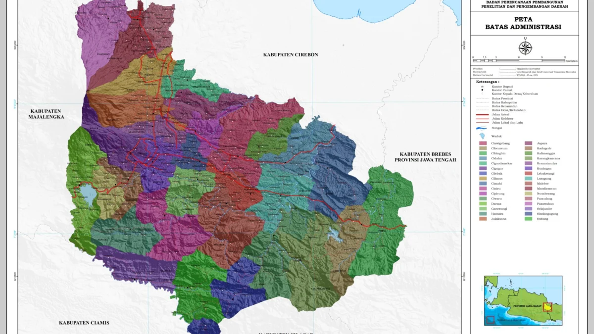 Peta Kabupaten Kuningan Jawa Barat : Penduduk dan Kekayaan Wisata
