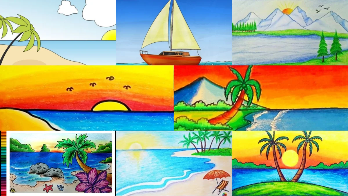 10 Contoh Gambar Pantai untuk Anak SD yang Mudah Ditiru!