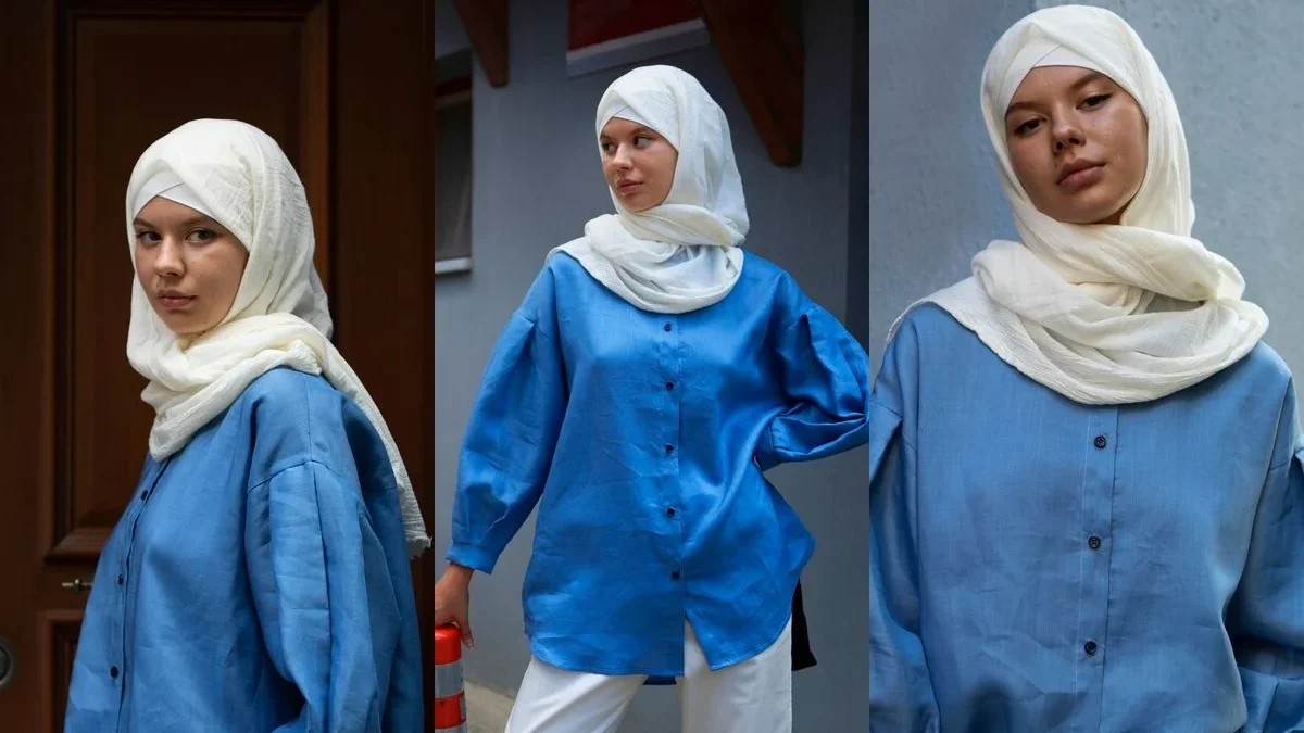 Fashion 8 Inspirasi Jilbab Cocok Dengan Baju Biru Muda, Wajib Simak