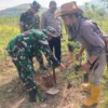 TANAM: Danramil 1005/Jatinangor Kapten Inf Dadang Sopyan melaksanakan penanaman pohon di Desa Jatiroke, Rabu (