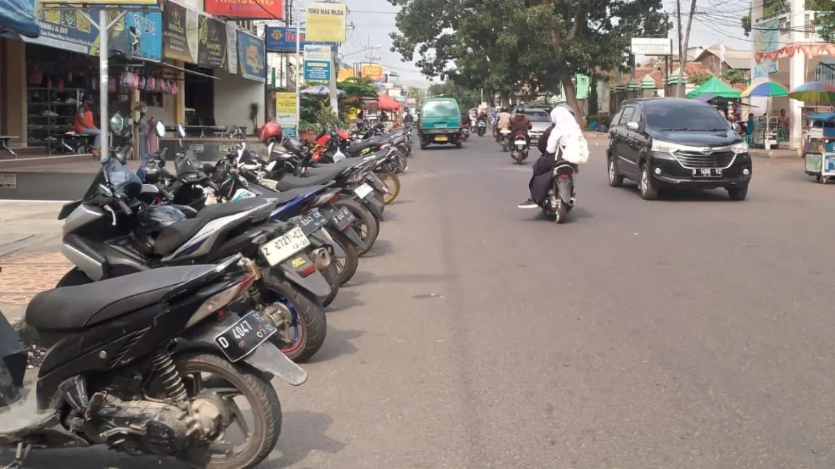 SEMBARANGAN: Fenomena parkiran liar yang terus menjamur di wilayah Kecamatan Cicalengka semakin menjadi perhat