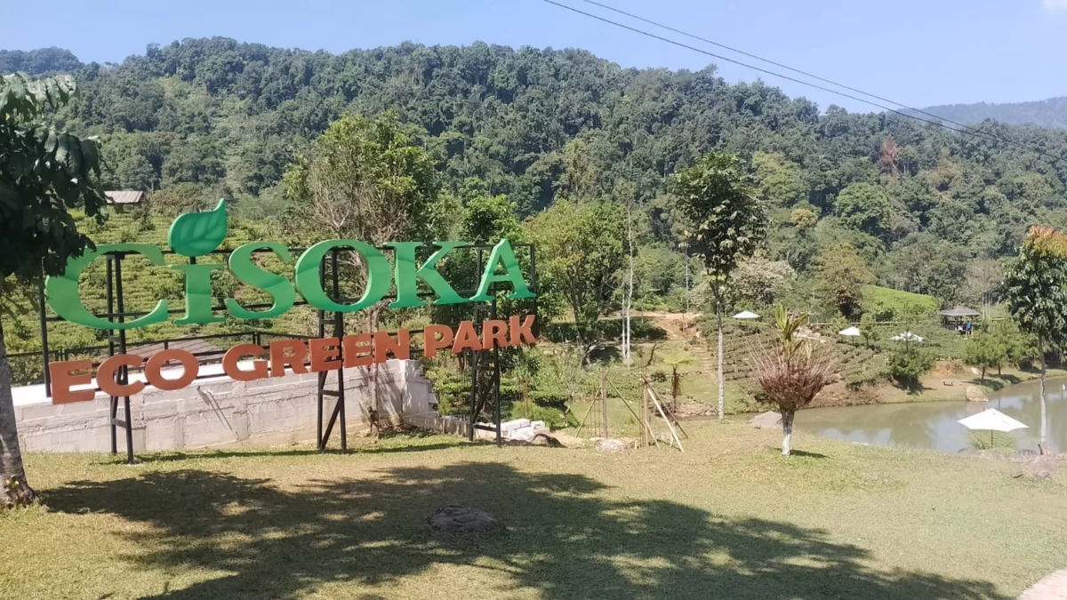 LOKASI: Kondisi Cisoka Eco Greenpark, salah satu wisata alam perkebunan teh yang ramai dikunjungi di Sumedang,