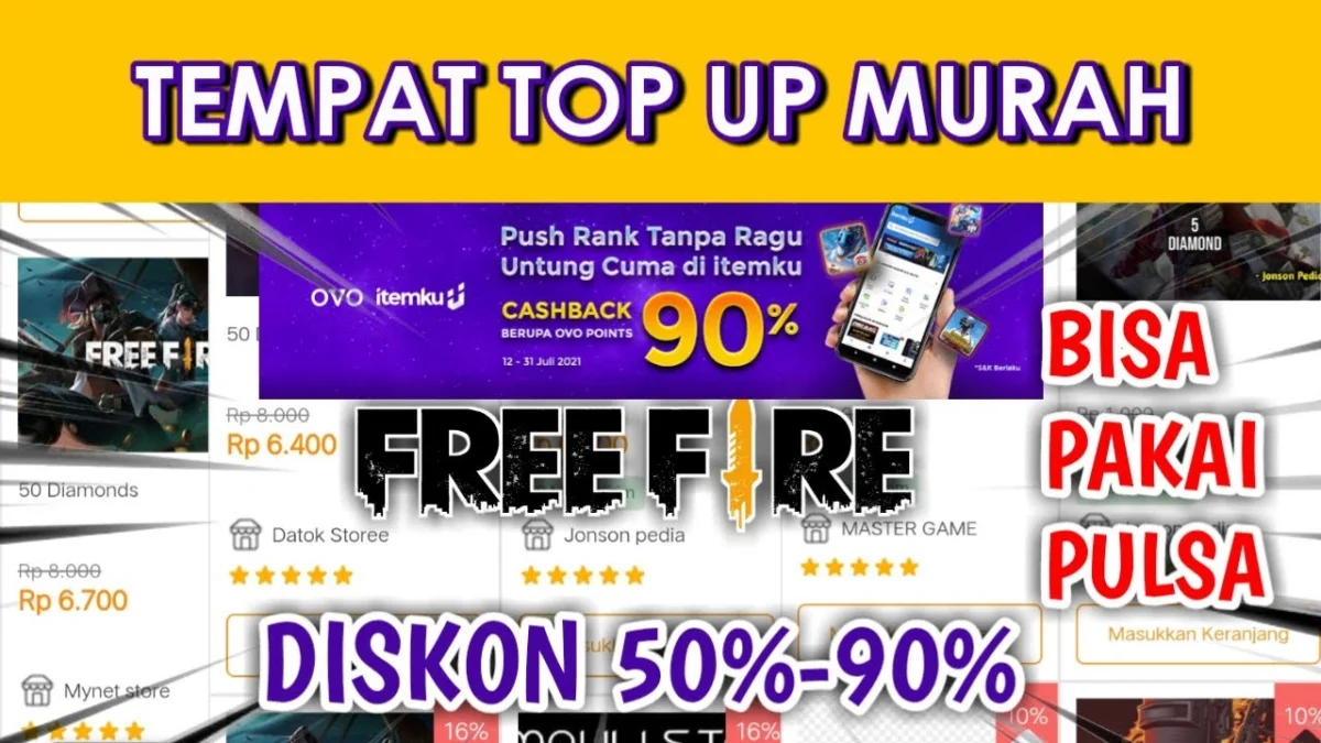 Top Up Free Fire Diskon 90% Pakai Pulsa Telkomsel, Indosat dan Dana Paling Murah 2024