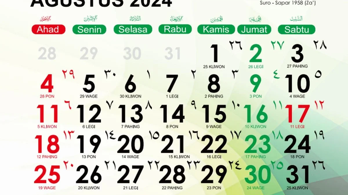 Kalender bulan agustus